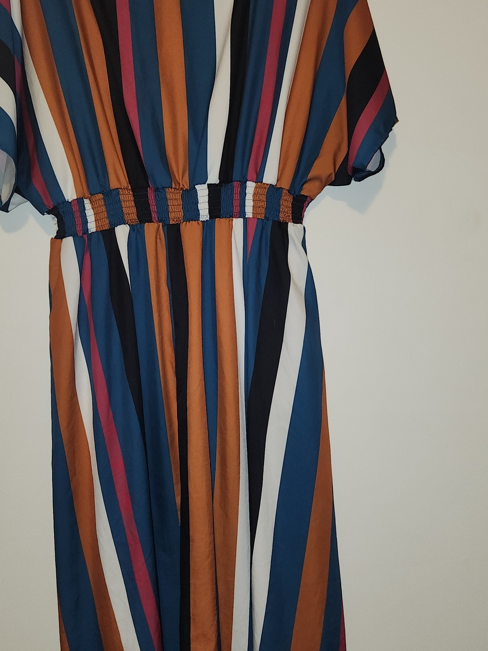 🧡💙🩵💙Striped V-Neck Midi Dress in Navy & Rust. 4XL Curve Shein. Super Comfy - Picture 9 of 9